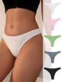 SHEIN 5pcs Bowknot Decorated Twisted Flower Knitted Thong Underwear