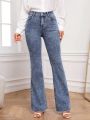 SHEIN Privé Ladies' Solid Color Simple Jeans