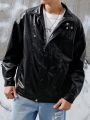 Men Zip Up PU Leather Jacket