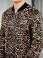 SHEIN Men Leopard Print Zip Up Bomber Jacket