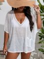 SHEIN Swim Vcay Plus Solid Batwing Sleeve Cover Up