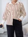 SHEIN Essnce Plus Size Striped Long Sleeve Shirt