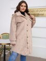 SHEIN Frenchy Plus Size Women's Single-breasted Plush Coat