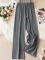 SHEIN LUNE Plus Size Solid Color Pleated Pants