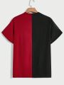 Manfinity Sporsity Men's Red & Black Color Block Digital Print T-shirt