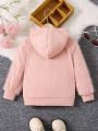 SHEIN Kids EVRYDAY Young Girl Fuzzy Panel Hooded Jacket