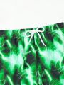 Boys' Swim Trunks With Small Lightning Print And Drawstring