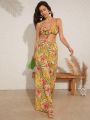 Mienne Tropical Print Tie Top & Pants Set