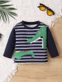 Baby Boy Striped & Dinosaur Print Tee