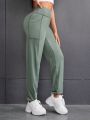 SHEIN Daily&Casual Women's Wide Waistband Jogging Pants With Phone Pocket And Elastic Cuffs