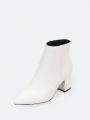 Crinkled Pointed Toe Block Heel Booties