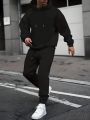 Men's Plus Size Monochrome Hoodie And Sweatpants Set