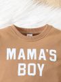 SHEIN Baby Boy's Letter Printed Sweatshirt And Pants Set