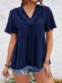 Women's V-Neck Bell Sleeve Short Sleeve Blouse