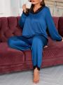 Plus Size Lace Patchwork Pajama Set