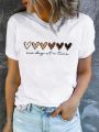 Women's Heart Pattern Short Sleeve T-shirt