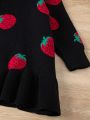 Baby Girl Strawberry Pattern Sweater Dress