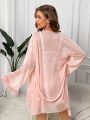 Fuzzy Trim Belted Robe & Cami Dress PJ Set