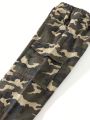 Girls Street Camouflage Cargo Pocket Denim Trousers