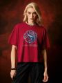 Game of Thrones X SHEIN Letter Print Drop Shoulder T-Shirt