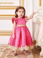 SHEIN Baby Girl's Color-Block Satin & Mesh Short Sleeve Dress