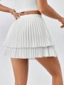 SHEIN Essnce Two Layer Hem Pleated Skort