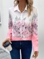 Floral Print Button Front Shirt