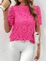 SHEIN Clasi Puff Sleeve Lace Top