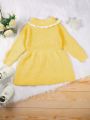 Little Girls' Yellow Collared Sweater Dress