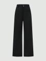 SHEIN MOD Solid Color Straight Corduroy Trousers