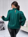 SHEIN Privé Plus Size Satin Top With Lantern Sleeves