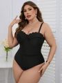 SHEIN Swim Chicsea Women'S Plus Size One-Piece Swimsuit With Scallop Edges