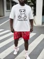 Men'S Plus Size Cartoon Pattern Short Sleeve Casual T-Shirt