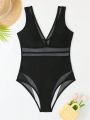 Teen Girls' One-Piece Swimsuit With Mesh Cut-Out Design