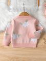 Baby Girls' 3d Flower Pattern Long Sleeve Sweater