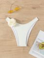 SHEIN Swim Vcay Ladies' Solid Color Bikini Bottom With 3d Flower Decoration