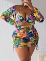 SHEIN Swim Vcay Plus Size Flower Printed Bikini Set