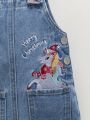 Baby Girl Cartoon Embroidery Denim Overall Jumpsuit