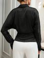 SHEIN Privé Satin Shawl Collar Long Sleeve Shirt