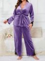 Plus Size Lace Splice Pajama Set