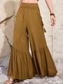 SHEIN BohoFeels Women'S Solid Color Wide Leg Pants