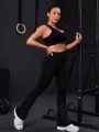 Rhinestone Detail Flare Leg Sports Pants