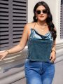 Plus Size Women's Velvet Halter Neck Tank Top