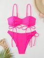 SHEIN Swim Basics Solid Color Women's Swimwear Set