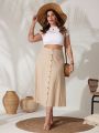 SHEIN VCAY Plus Size Skirt, Loose And Casual