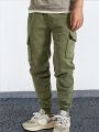 Manfinity Hypemode Men's Drawstring Waist Flap Pocket & Elastic Jogger Pants