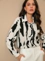 SHEIN BIZwear Random Printed Long Sleeve Shirt