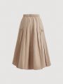SHEIN MOD Women's Solid Color Pleated Skirt