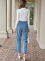 Anewsta Women'S Blue Trousers With Pockets