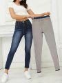 Women's High Waist Slim Fit Denim Long Pants